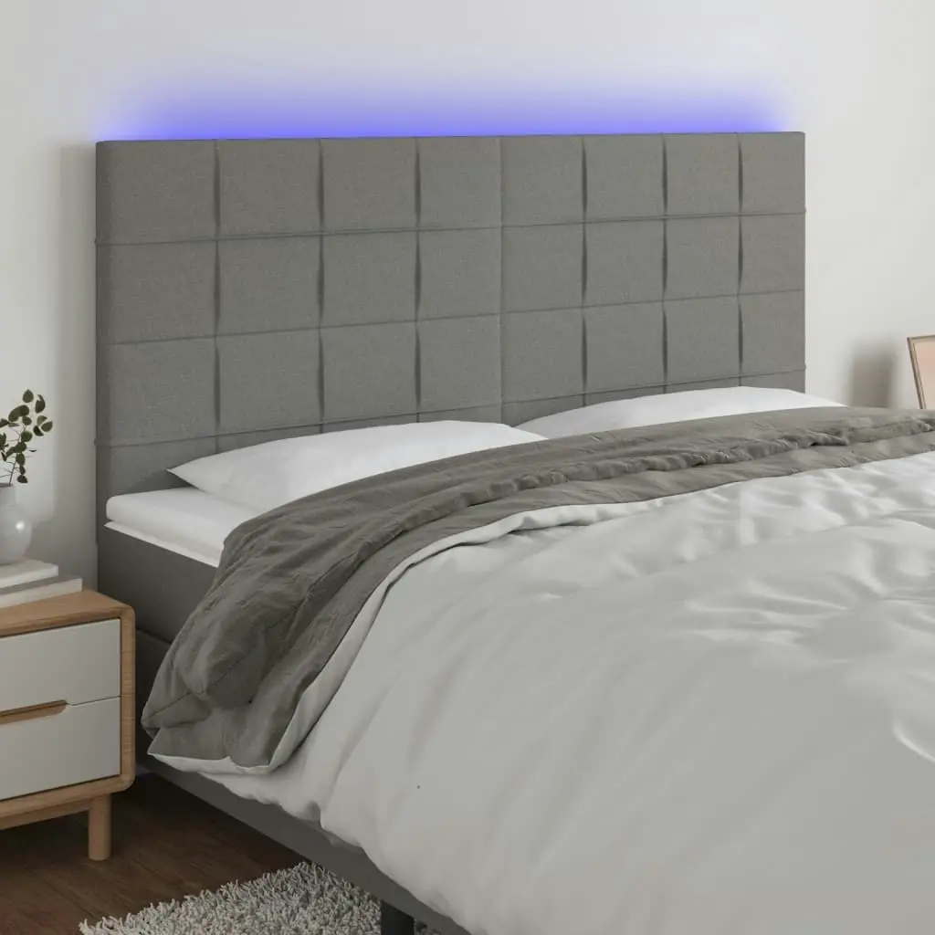 LED Headboard Dark Grey 200x5x118/128 cm Fabric 3122447