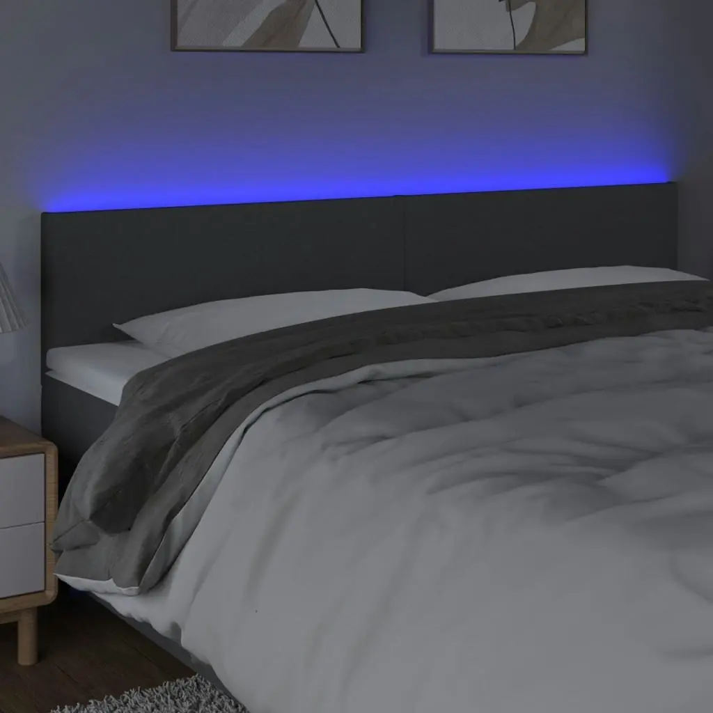 LED Headboard Dark Grey 200x5x78/88 cm Fabric 3121355