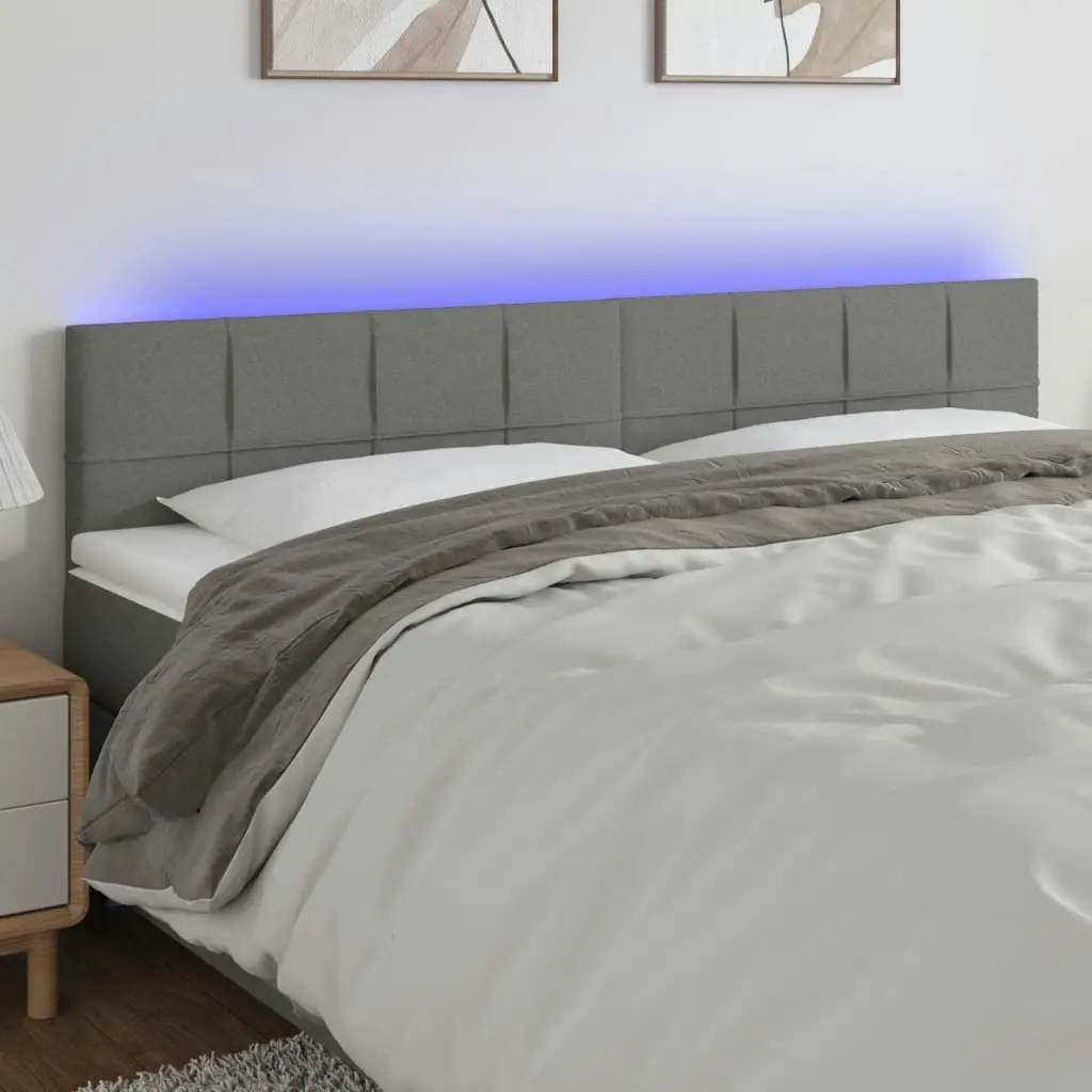 LED Headboard Dark Grey 200x5x78/88 cm Fabric 3121635