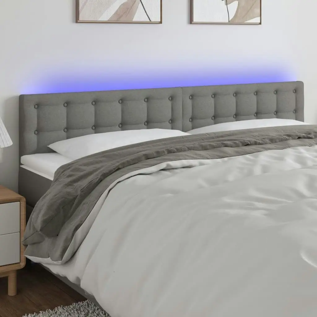 LED Headboard Dark Grey 200x5x78/88 cm Fabric 3122069