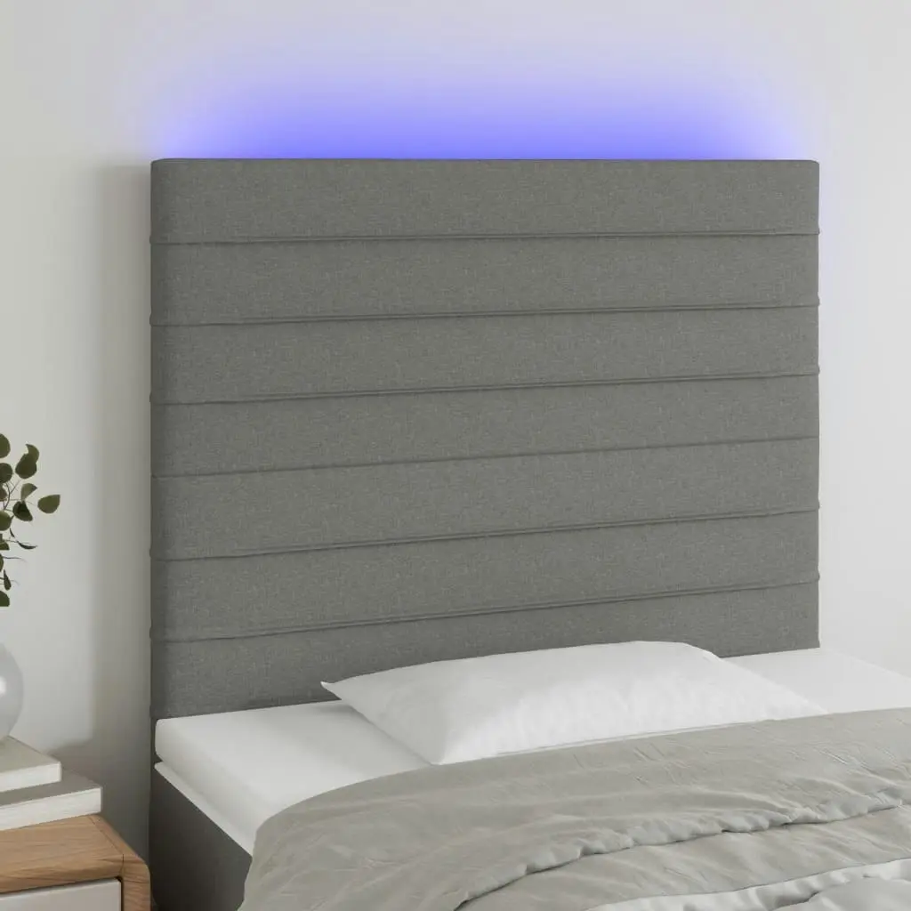 LED Headboard Dark Grey 80x5x118/128 cm Fabric 3122539