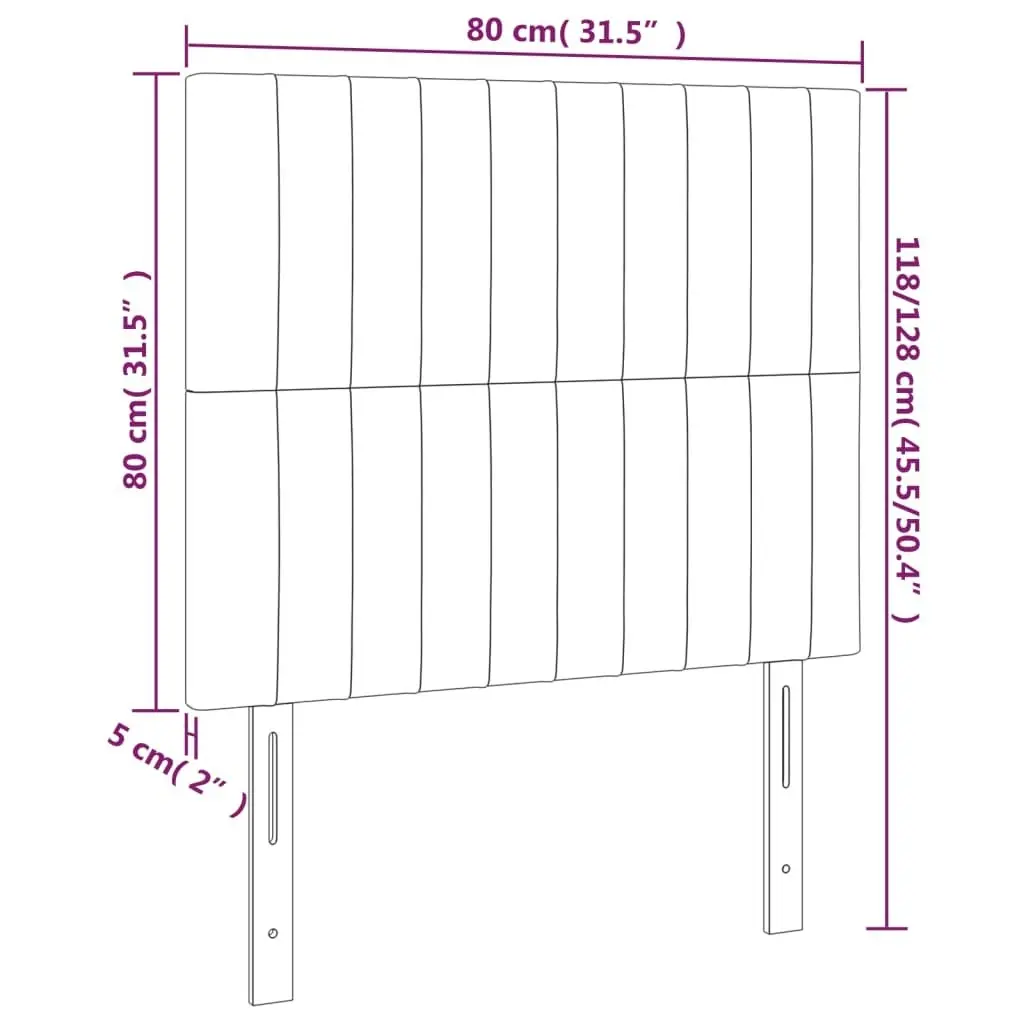 LED Headboard Dark Grey 80x5x118/128 cm Fabric 3122637