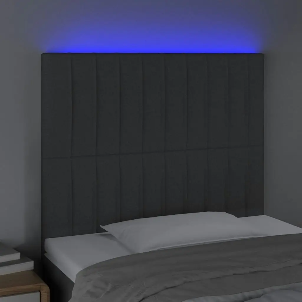 LED Headboard Dark Grey 80x5x118/128 cm Fabric 3122637