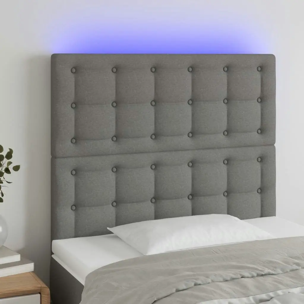 LED Headboard Dark Grey 80x5x118/128 cm Fabric 3122833