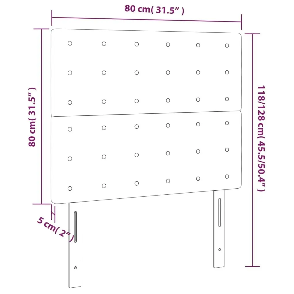 LED Headboard Dark Grey 80x5x118/128 cm Fabric 3122833