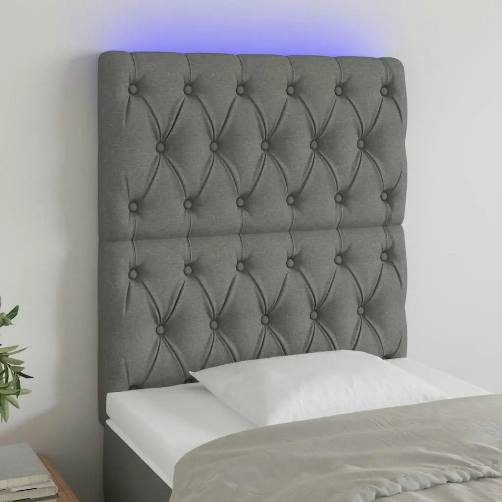 LED Headboard Dark Grey 80x7x118/128 cm Fabric 3122735