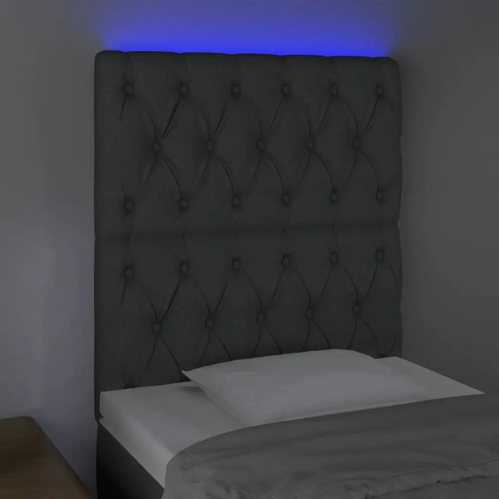 LED Headboard Dark Grey 80x7x118/128 cm Fabric 3122735