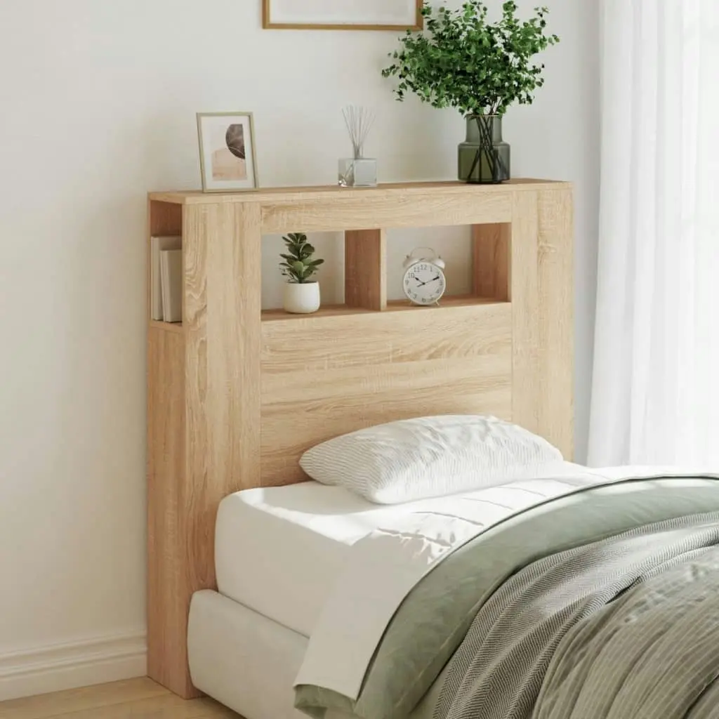 LED Headboard Sonoma Oak 100x18.5x103.5 cm Engineered Wood 837332