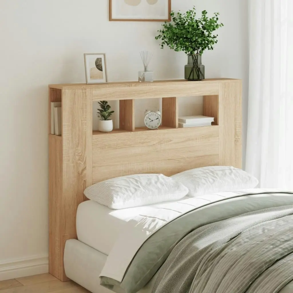 LED Headboard Sonoma Oak 120x18.5x103.5 cm Engineered Wood 837339