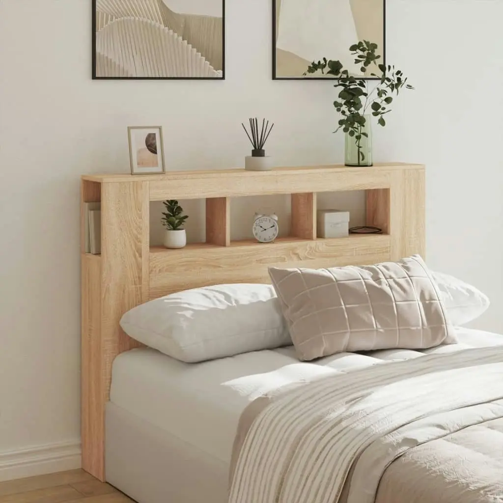 LED Headboard Sonoma Oak 140x18.5x103.5 cm Engineered Wood 837346