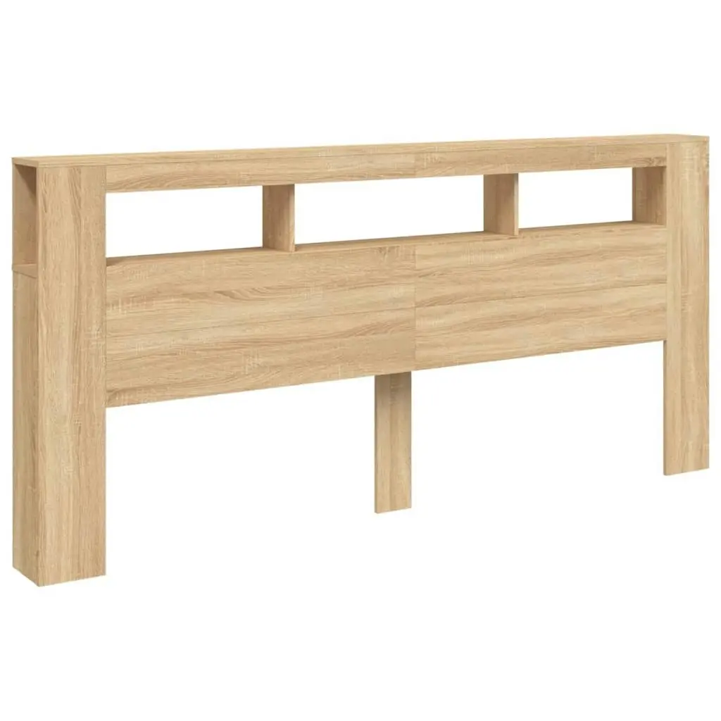 LED Headboard Sonoma Oak 220x18.5x103.5 cm Engineered Wood 837374