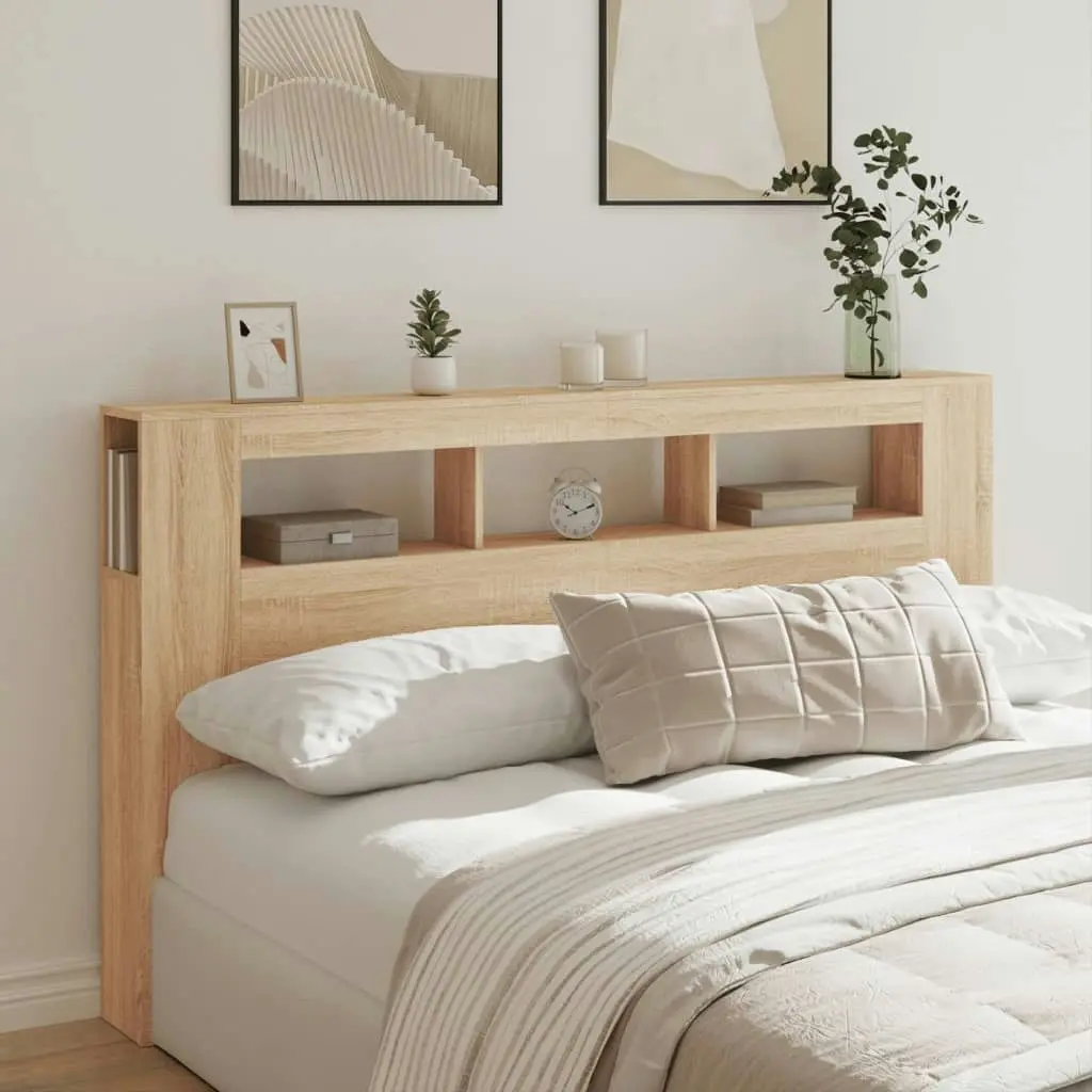 LED Headboard Sonoma Oak 180x18.5x103.5 cm Engineered Wood 837360