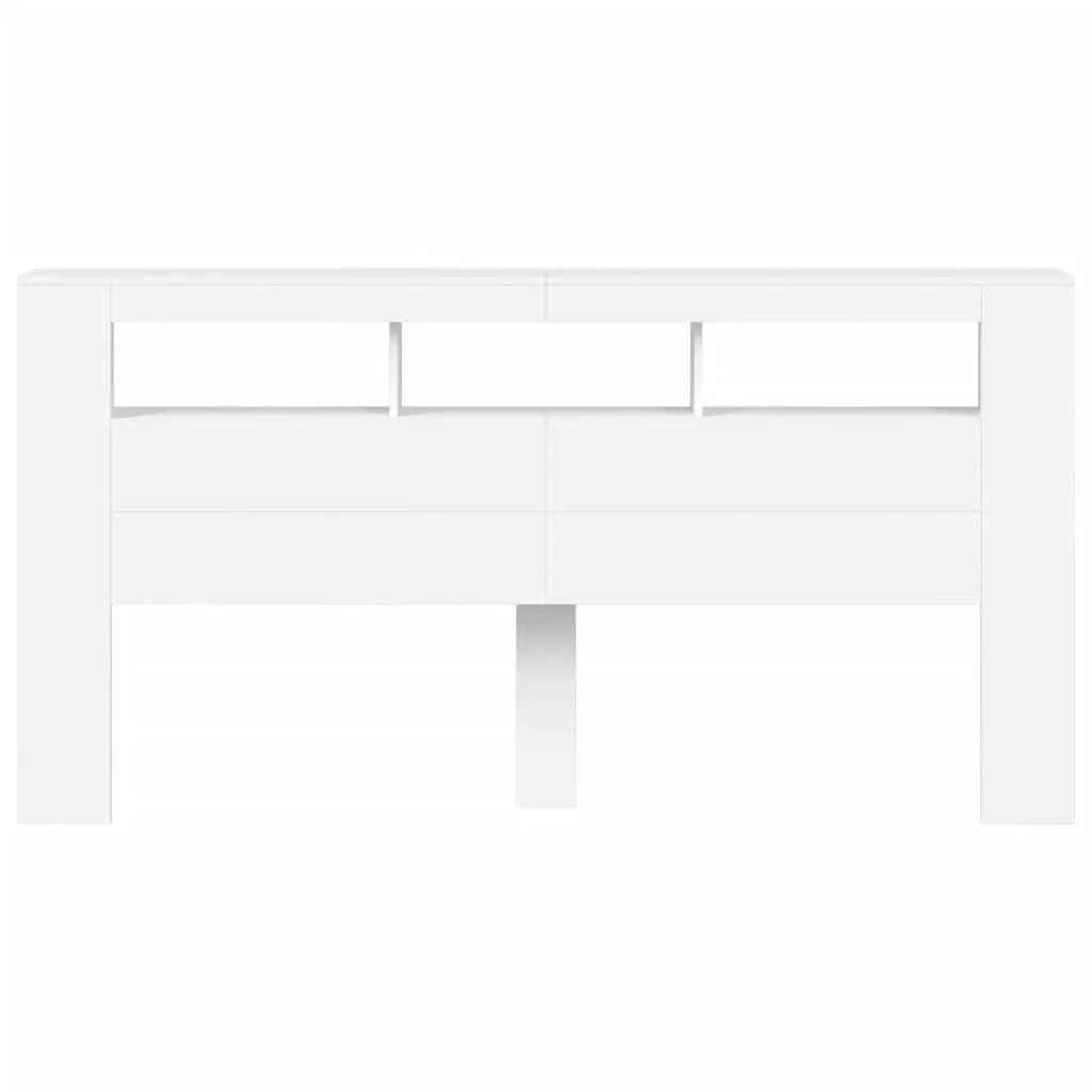 LED Headboard White 200 cm Engineered Wood 837365