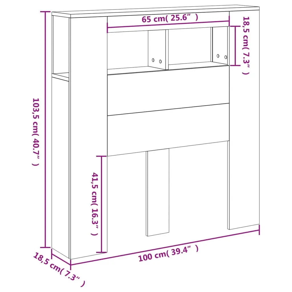 LED Headboard White 100x18.5x103.5 cm Engineered Wood 837330