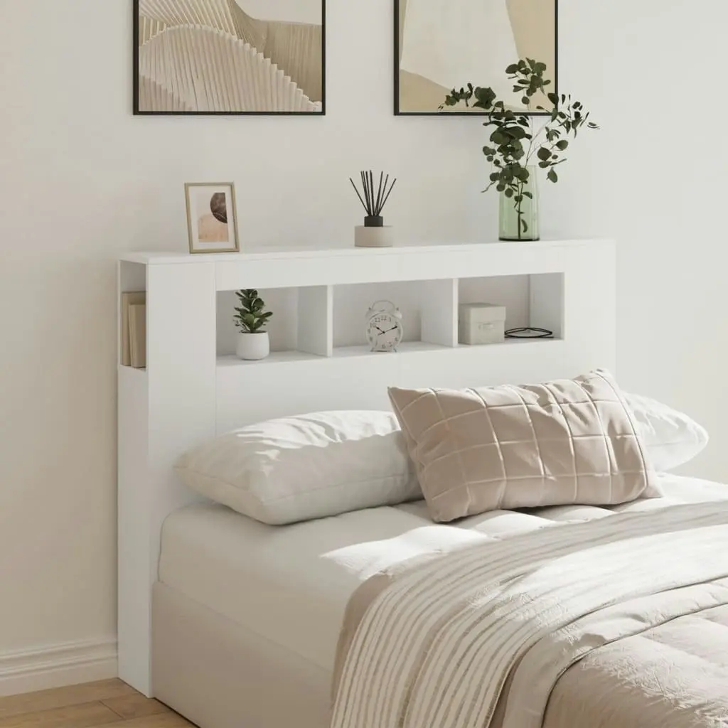 LED Headboard White 140x18.5x103.5 cm Engineered Wood 837344