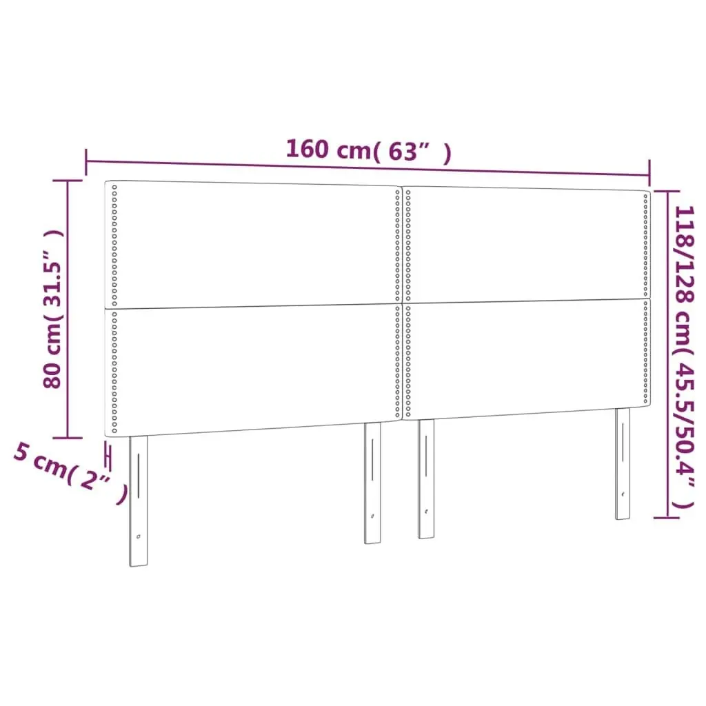 LED Headboard Dark Grey 160x5x118/128 cm Fabric 3122291