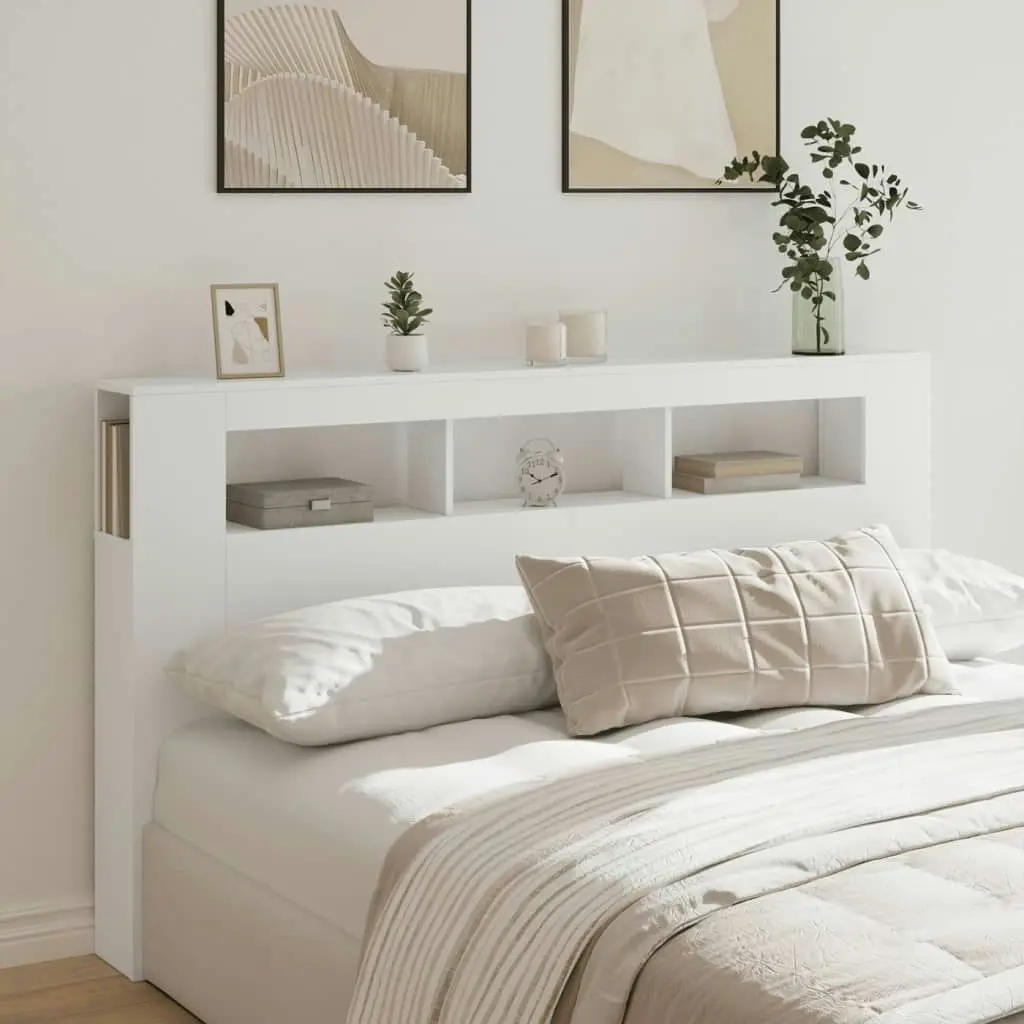 LED Headboard White 180x18.5x103.5 cm Engineered Wood 837358