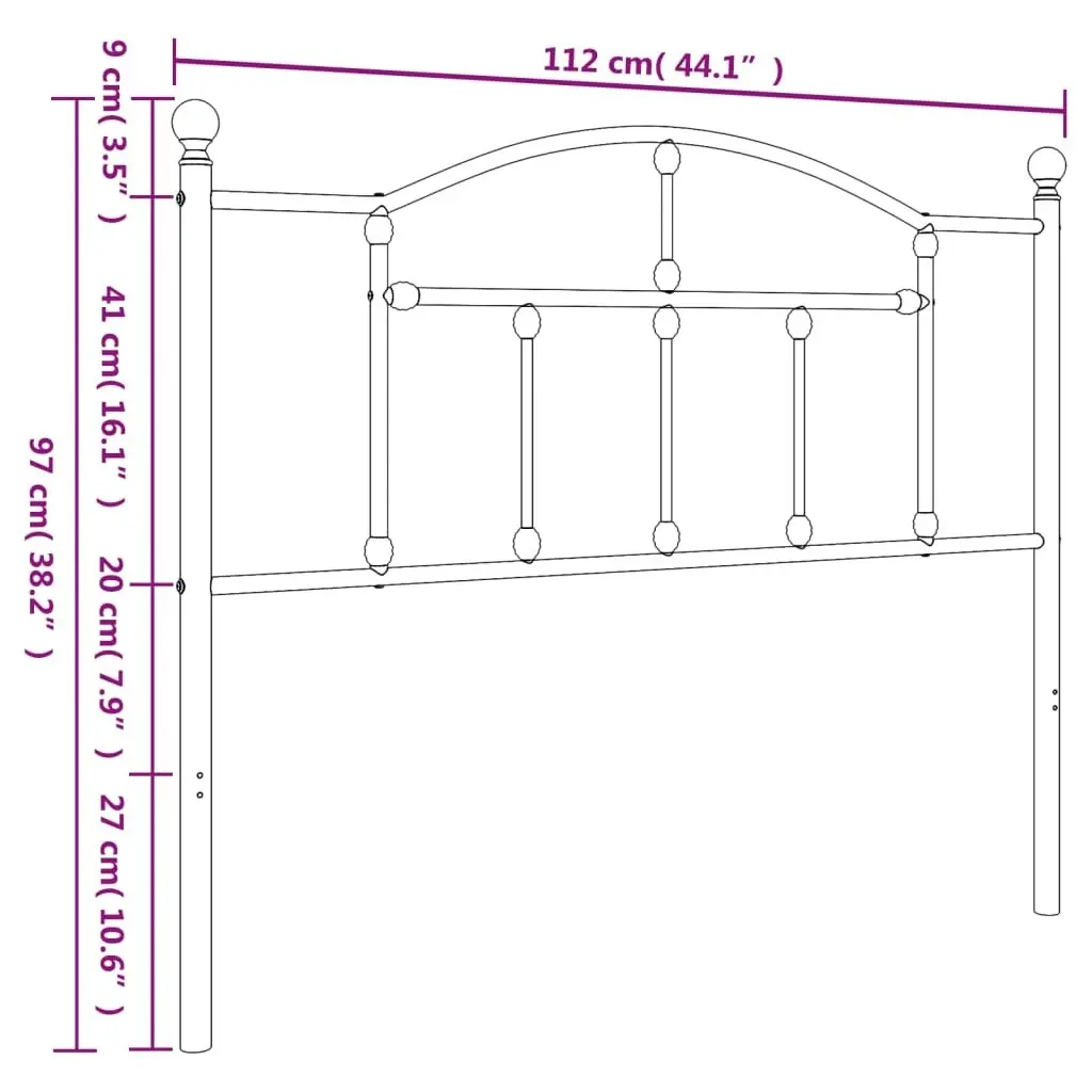 Metal Headboard Black 107 cm King Single 353469