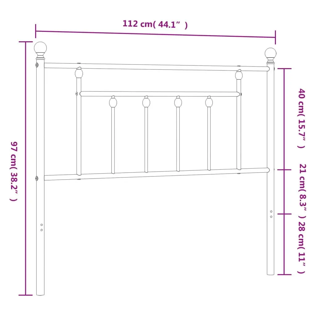 Metal Headboard Black 107 cm King Single 353567