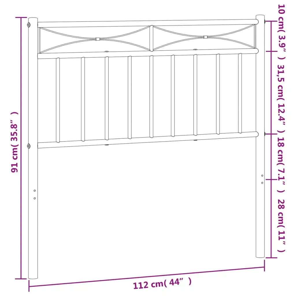 Metal Headboard Black 107 cm King Single 373721