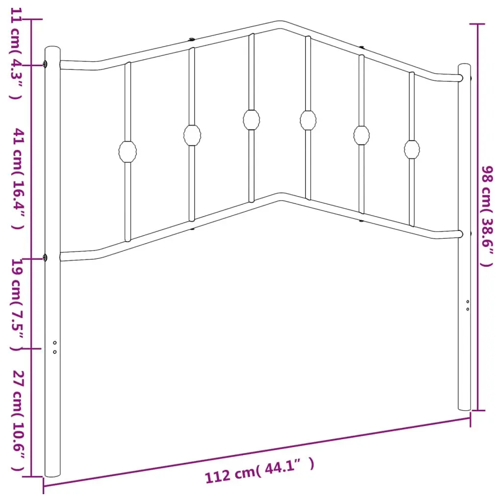 Metal Headboard Black 107 cm King Single 373819