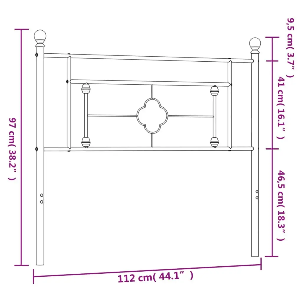 Metal Headboard Black 107 cm 374369