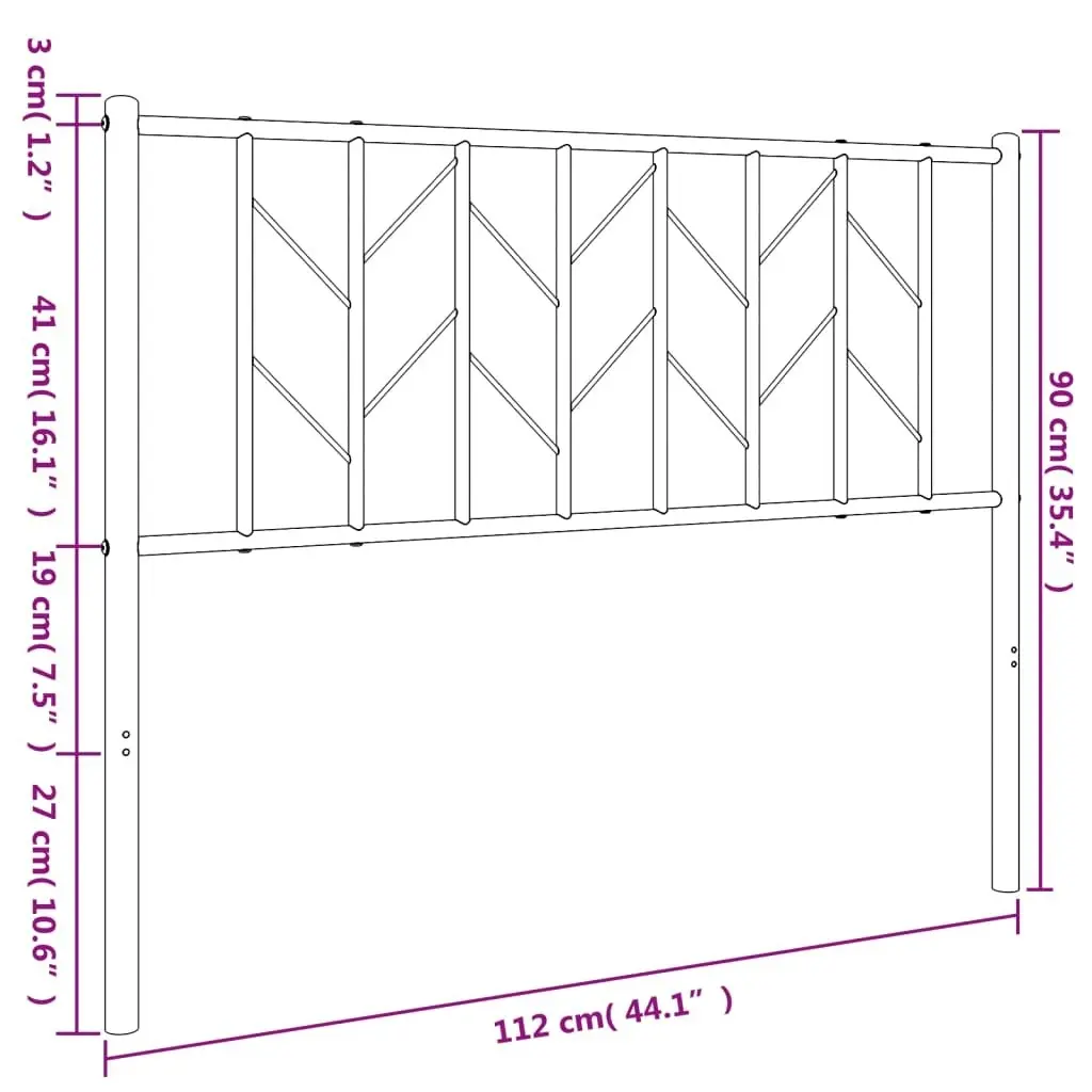 Metal Headboard Black 107 cm King Single 374467