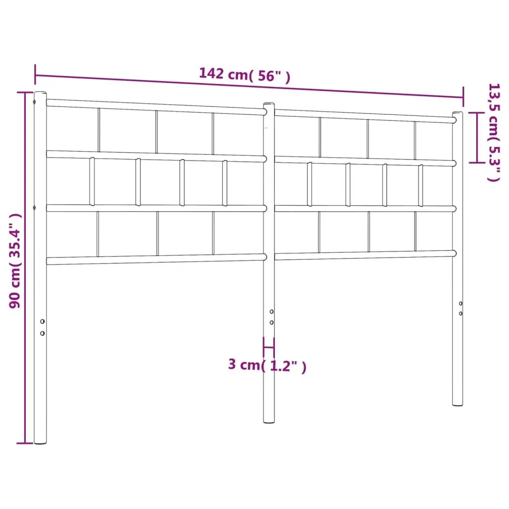 Metal Headboard Black 137 cm 355691