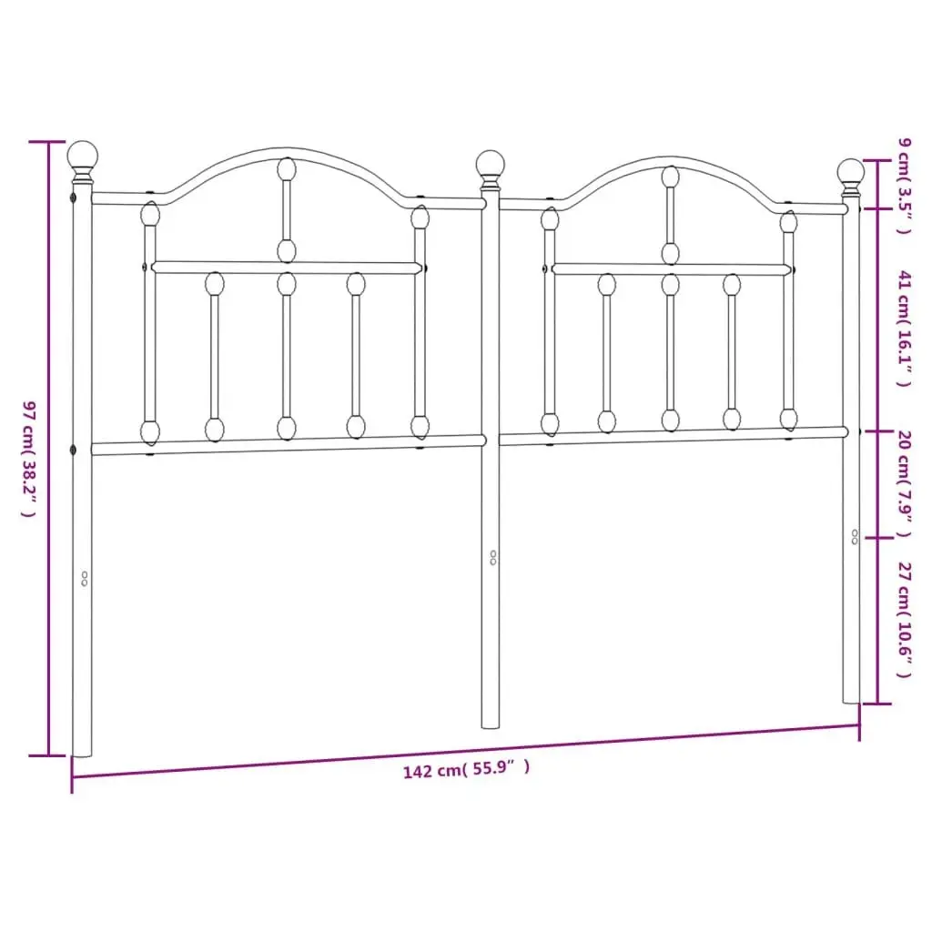 Metal Headboard Black 137 cm 353471