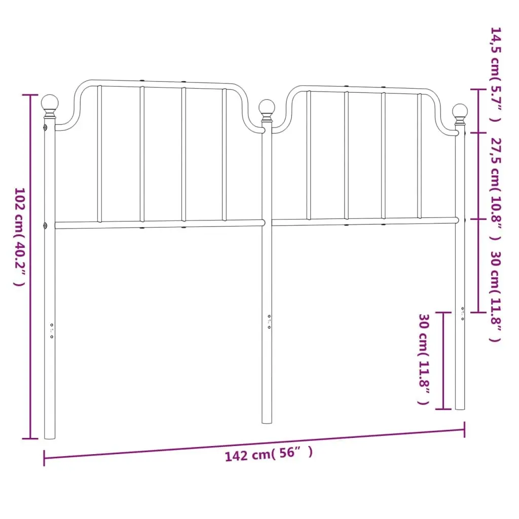 Metal Headboard Black 137 cm Double 373919