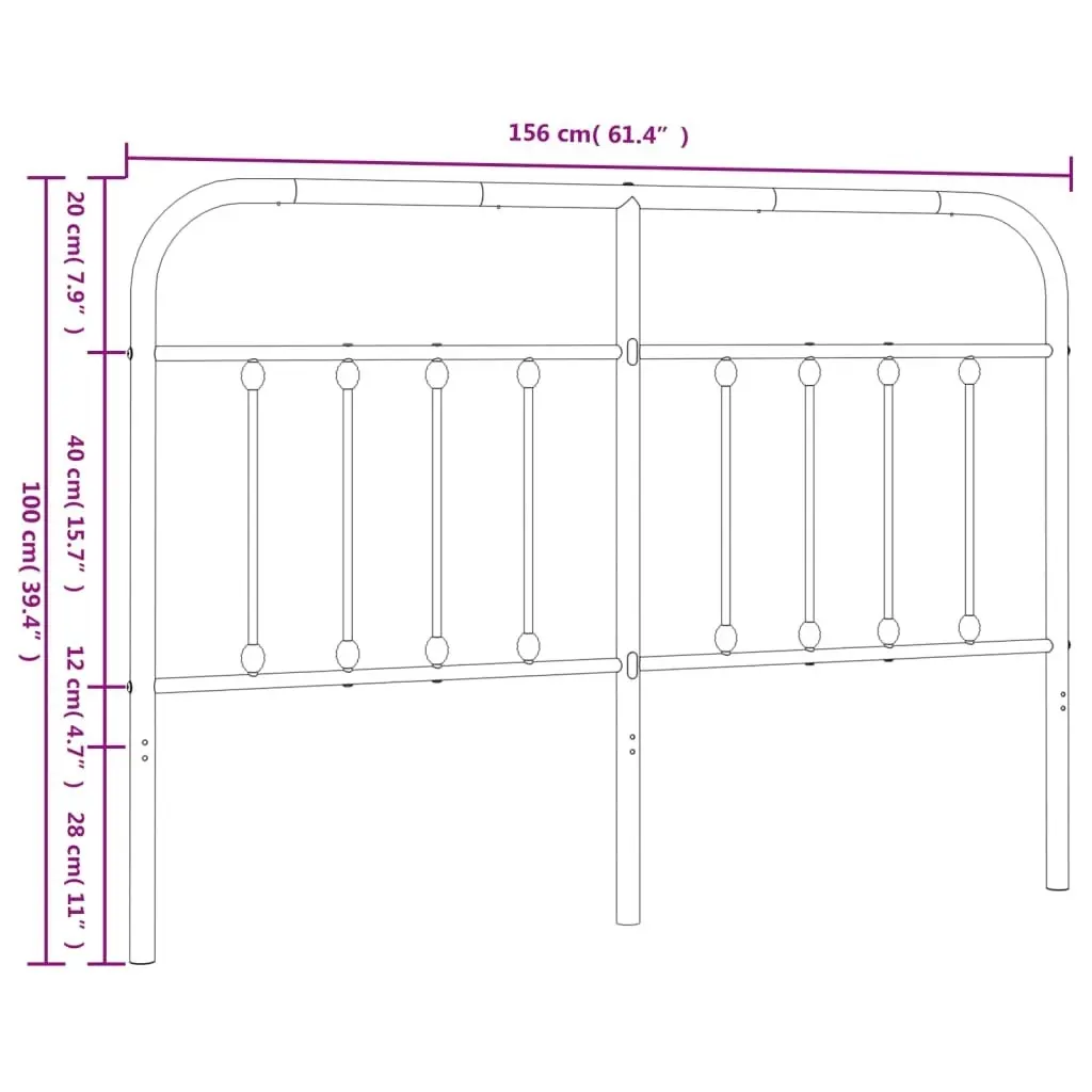 Metal Headboard Black 152 cm 352612