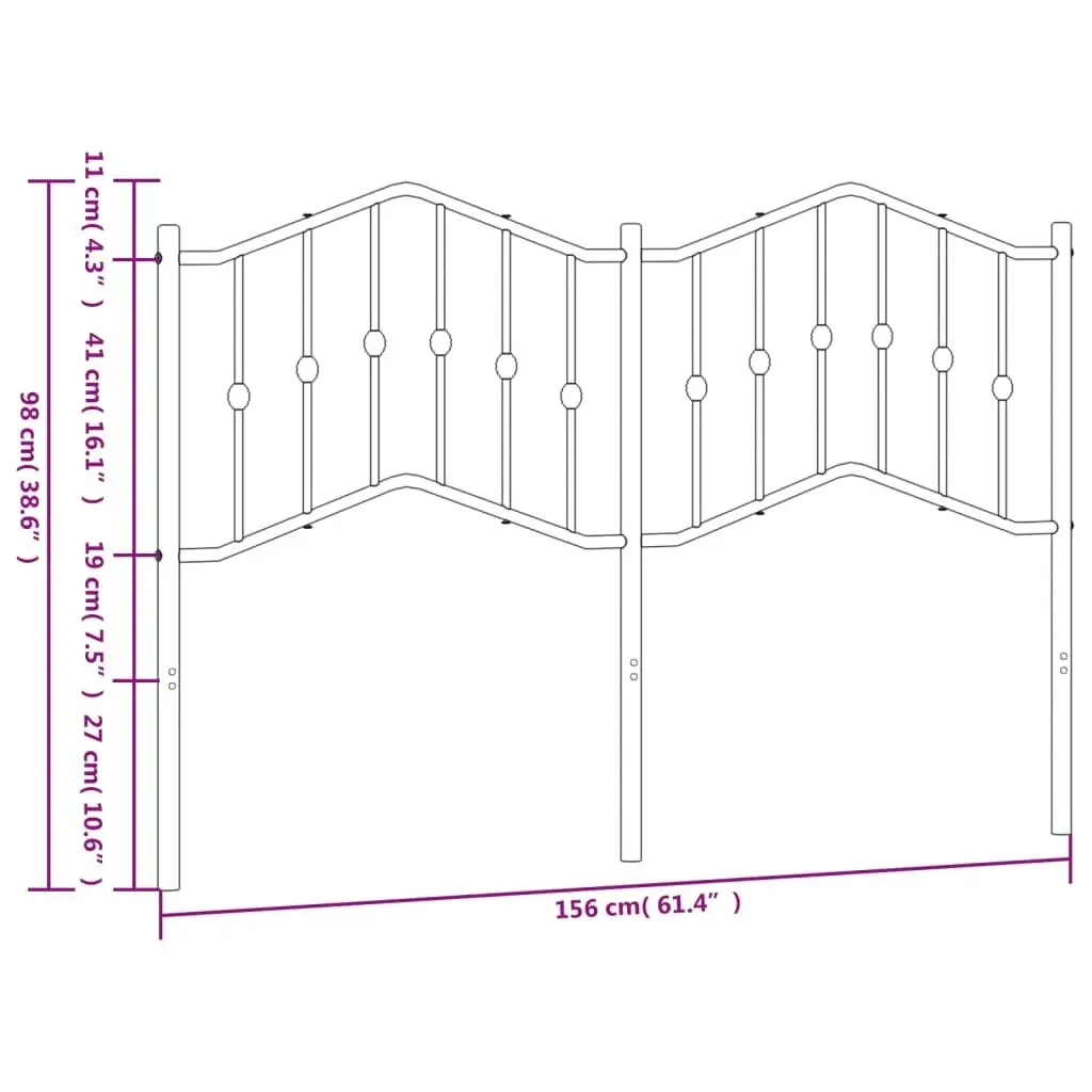 Metal Headboard Black 152 cm 373823