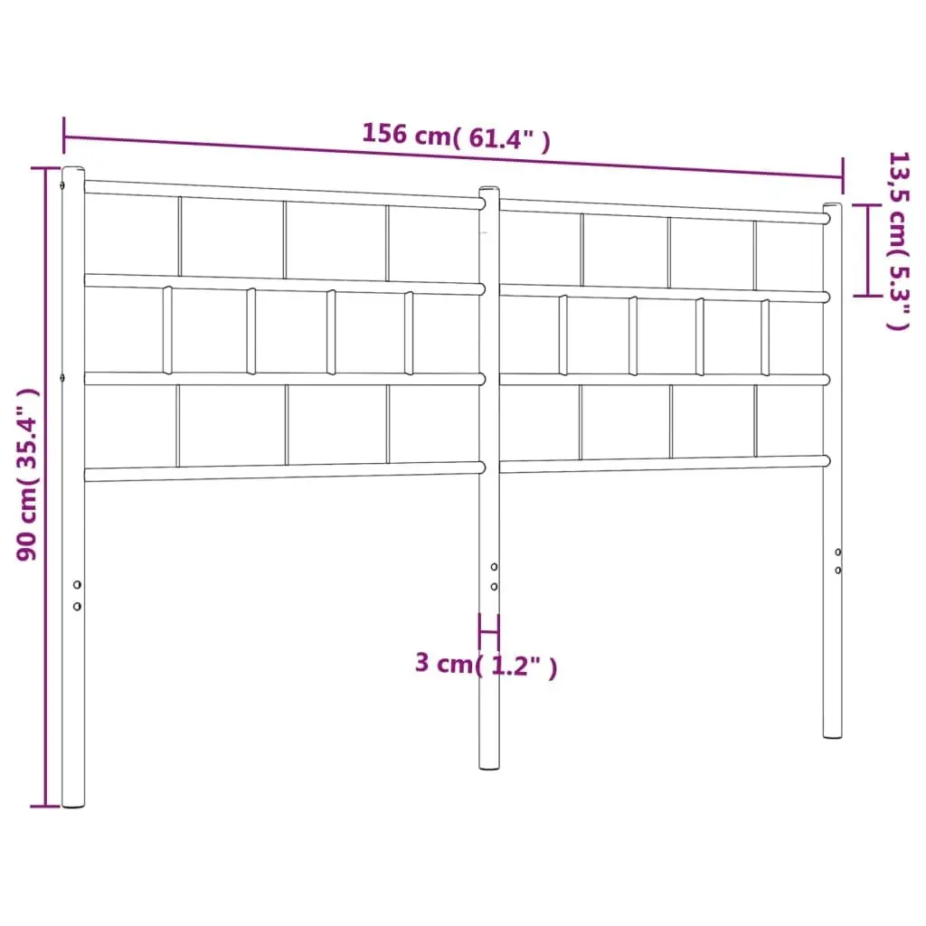 Metal Headboard Black 152 cm Queen 355693