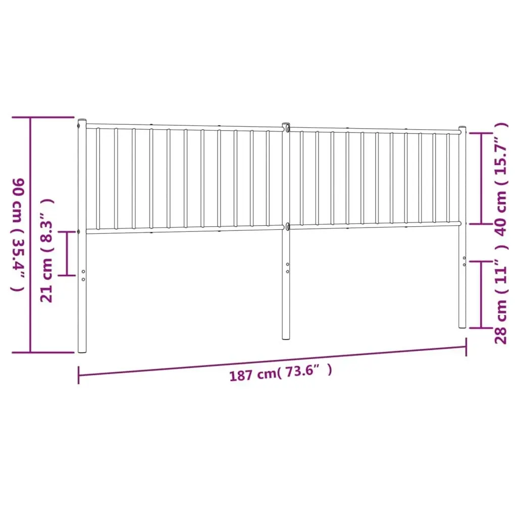 Metal Headboard Black 183 cm 350900