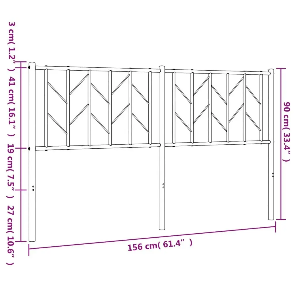 Metal Headboard Black 152 cm Queen 374471