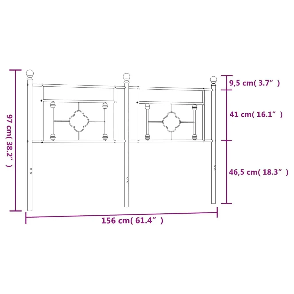 Metal Headboard Black 152 cm Queen 374373