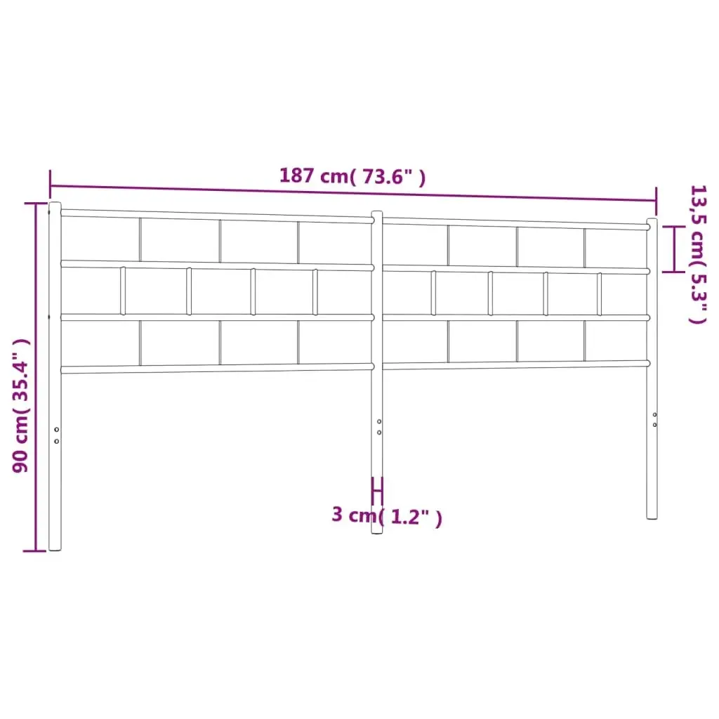 Metal Headboard Black 183 cm 355695