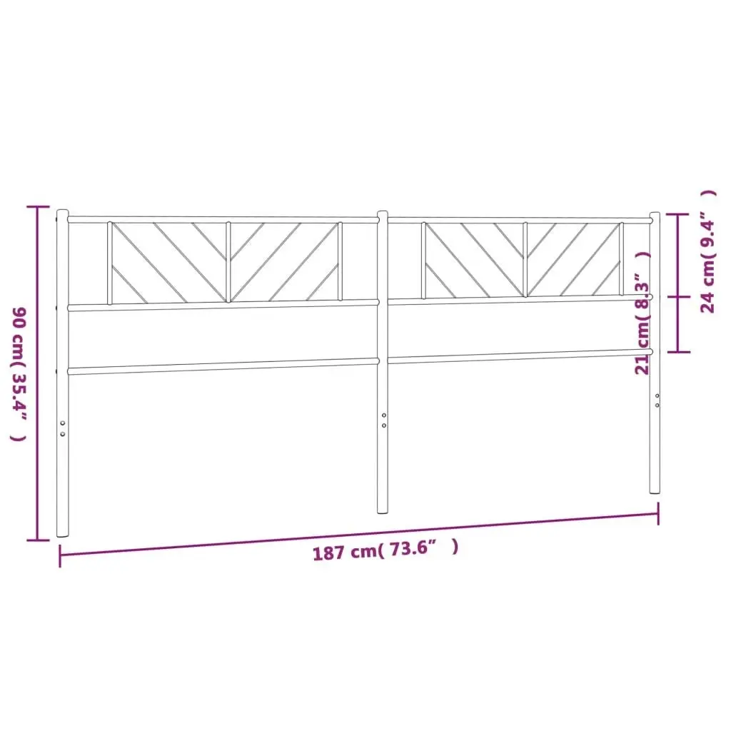 Metal Headboard Black 183 cm 372215