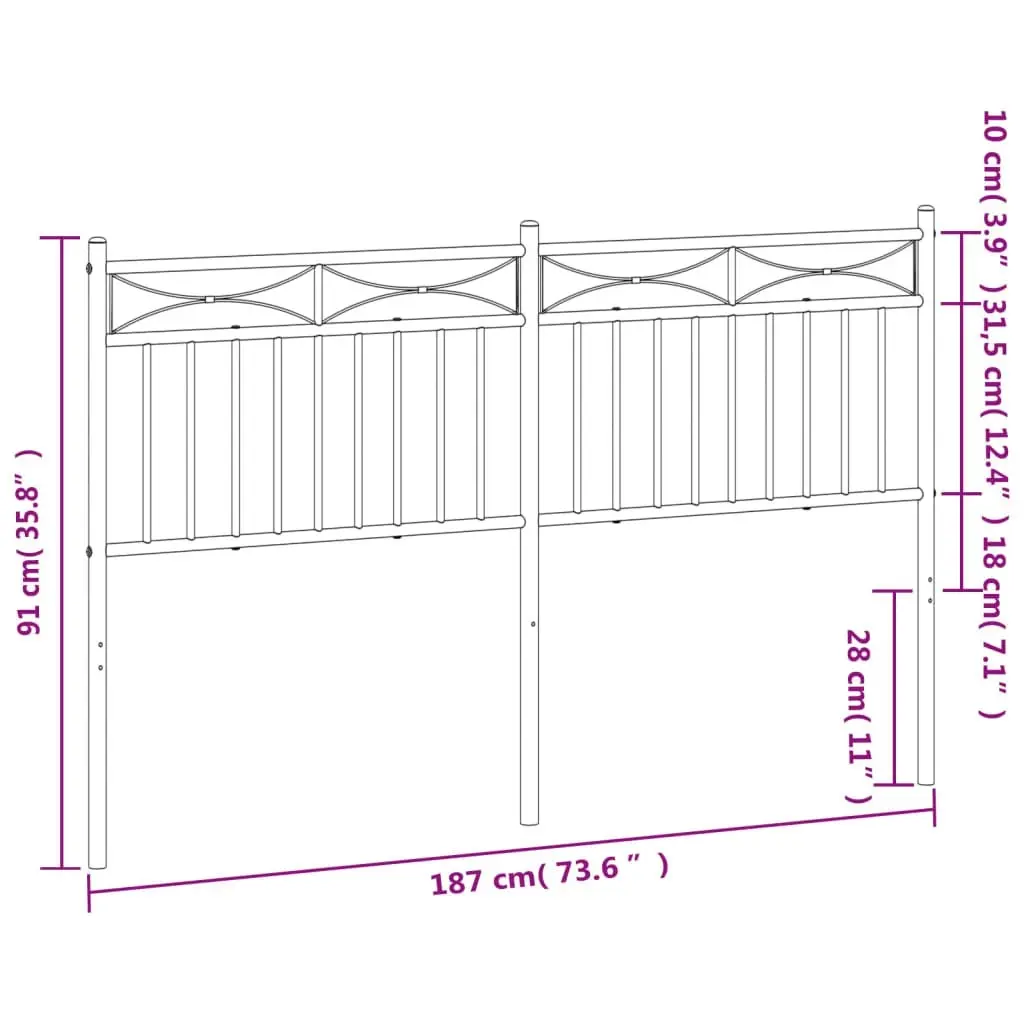 Metal Headboard Black 183 cm King 373727