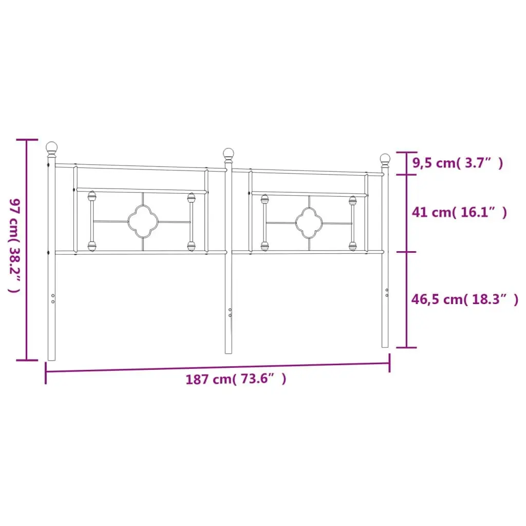 Metal Headboard Black 183 cm King 374375