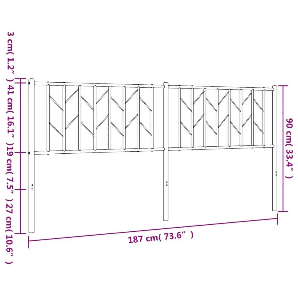 Metal Headboard Black 183 cm King 374473