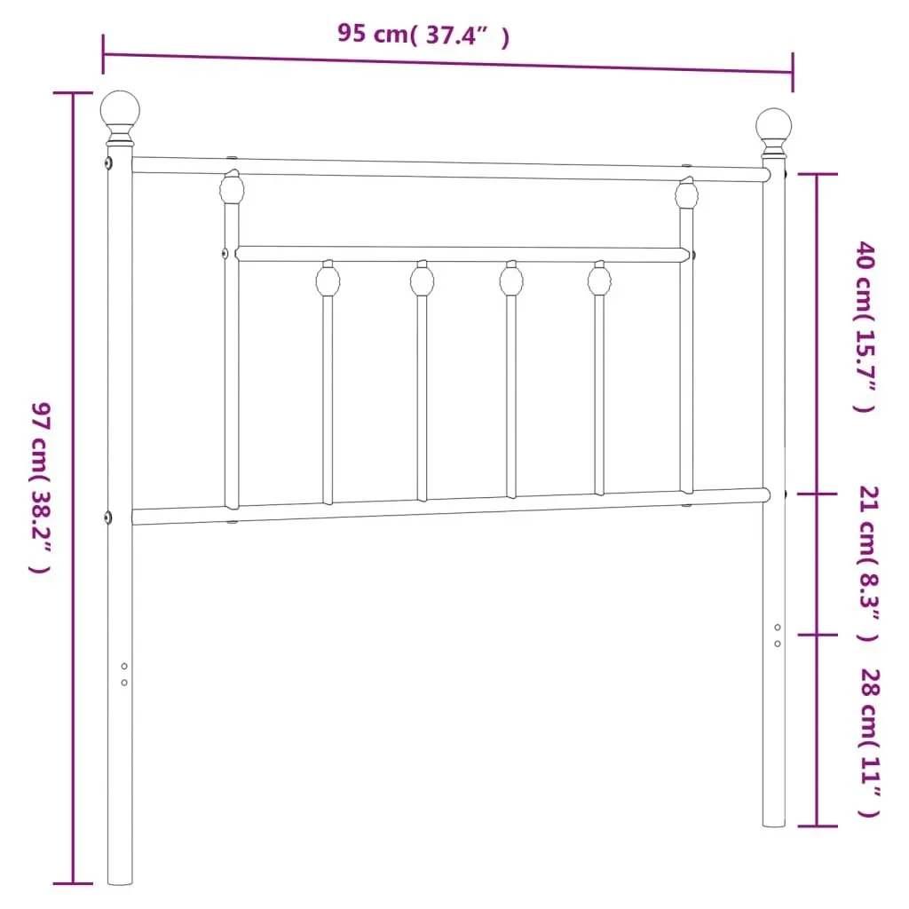 Metal Headboard Black 90 cm 353565