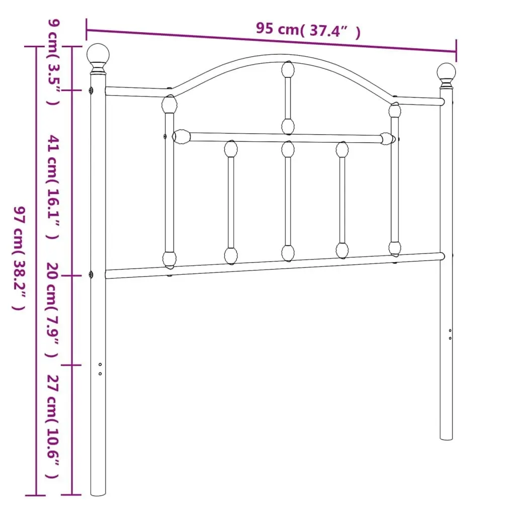 Metal Headboard Black 90 cm 353467