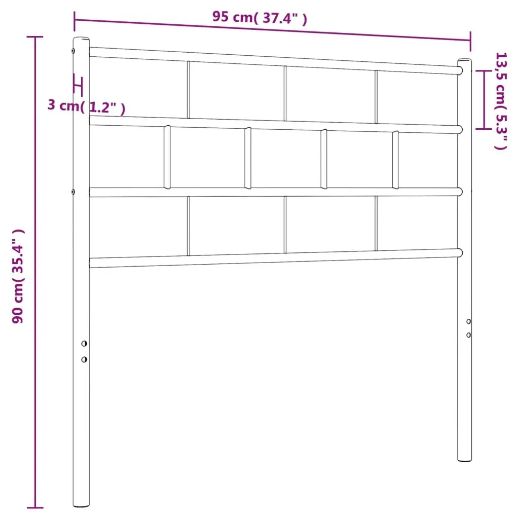 Metal Headboard Black 90 cm 355687