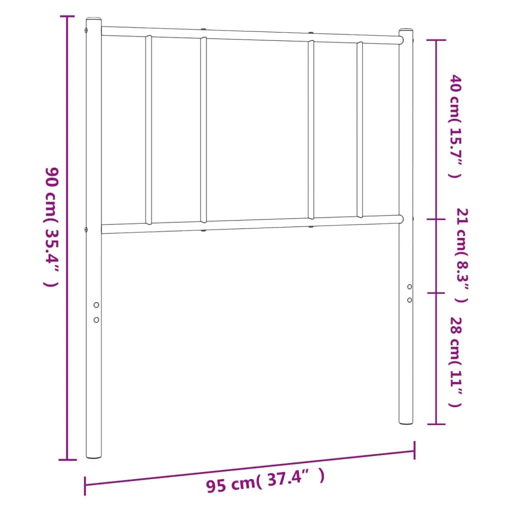 Metal Headboard Black 90 cm 352508