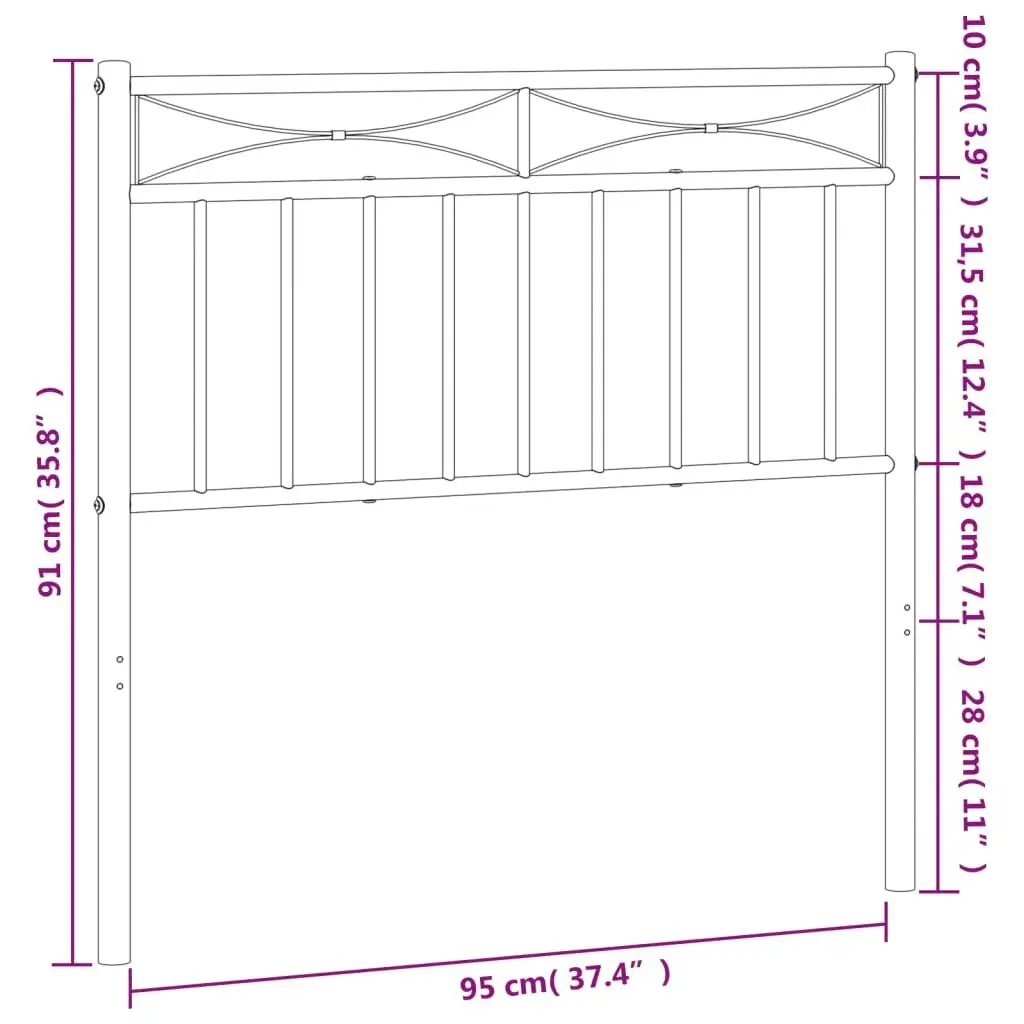 Metal Headboard Black 90 cm 373719