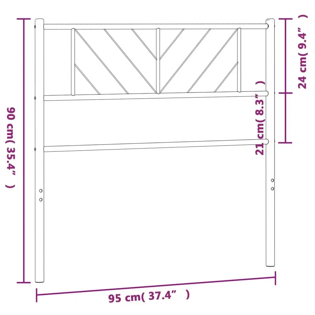 Metal Headboard Black 90 cm 372207