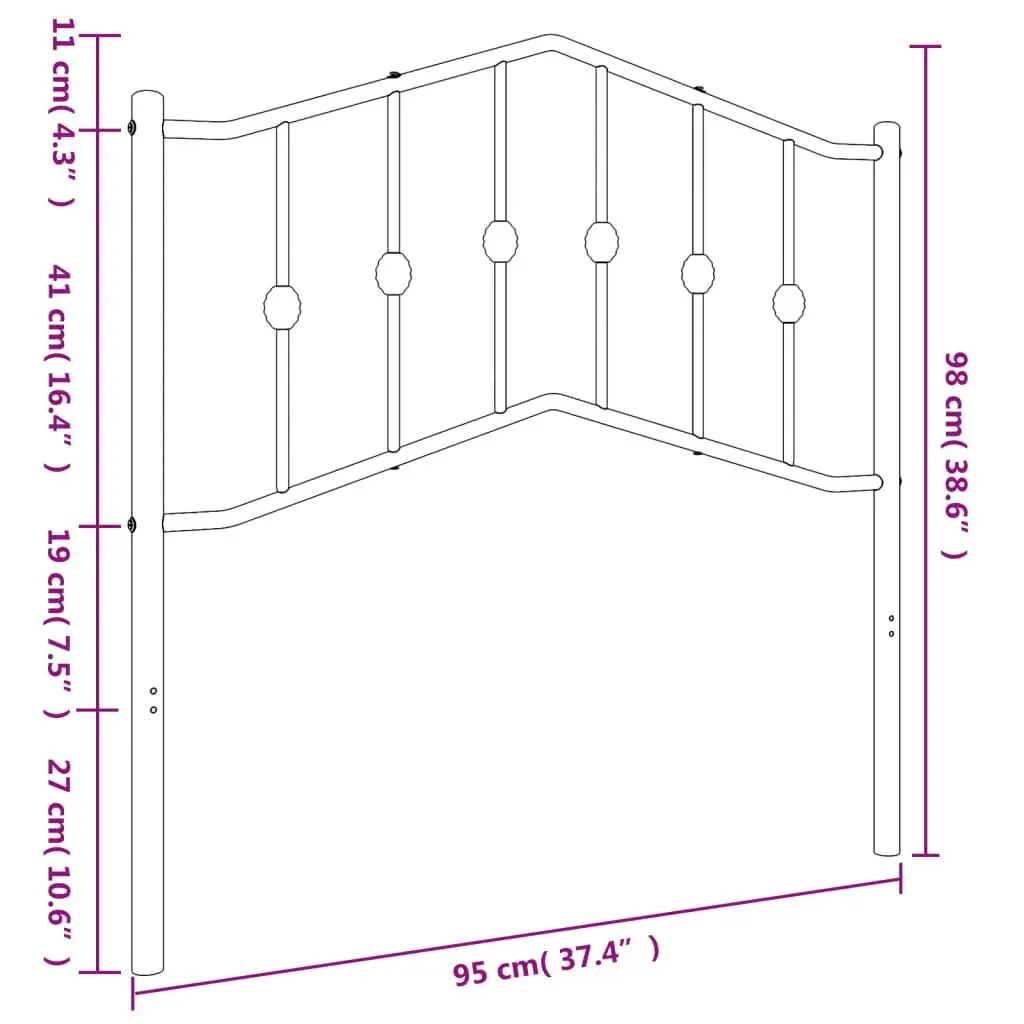 Metal Headboard Black 90 cm 373817