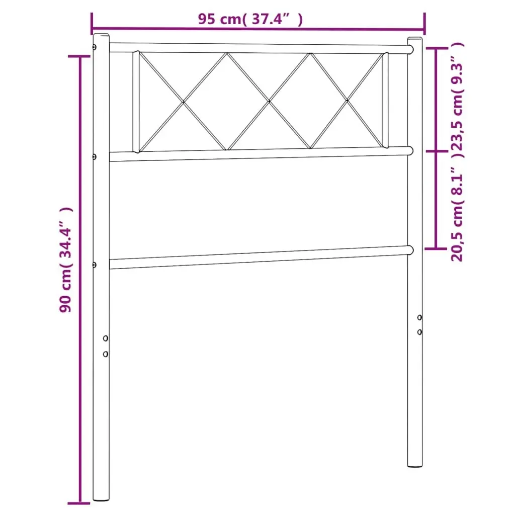 Metal Headboard Black 90 cm 372305