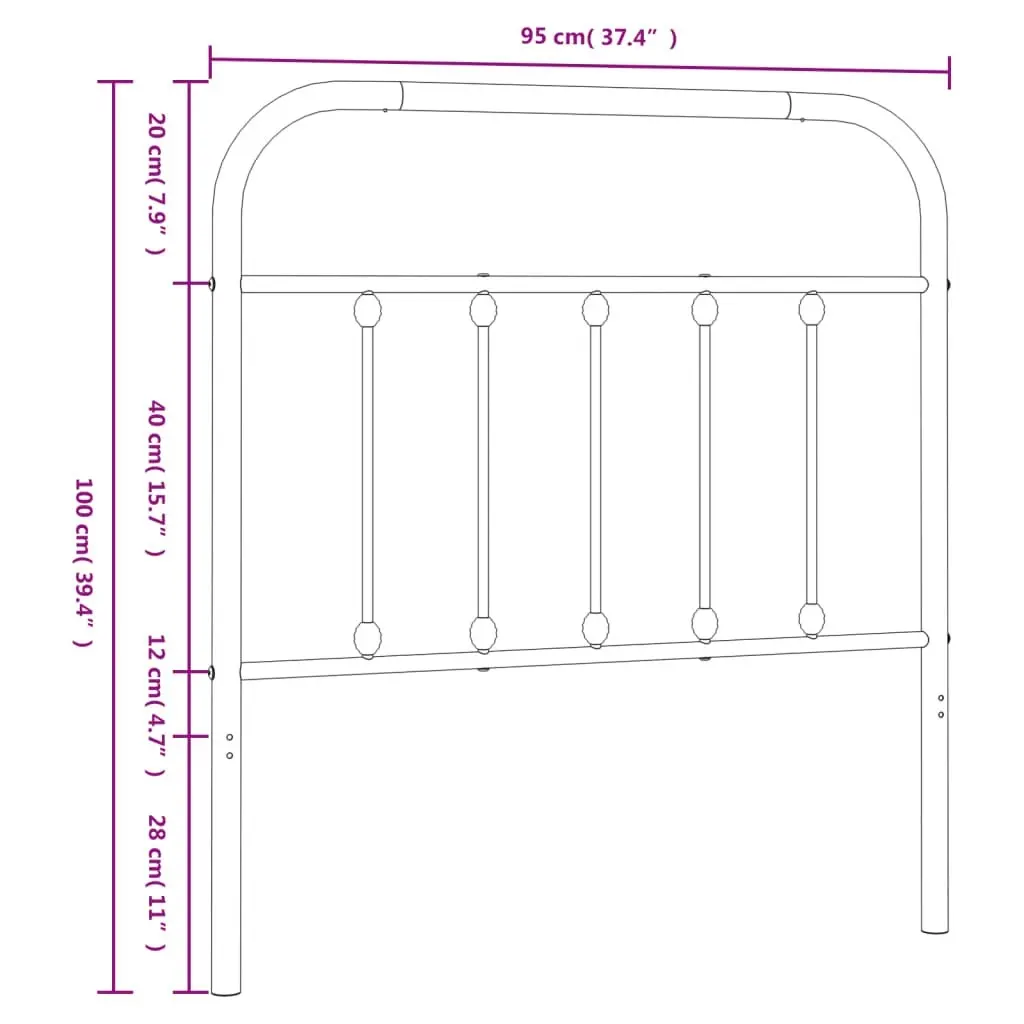 Metal Headboard Black 90 cm 352606